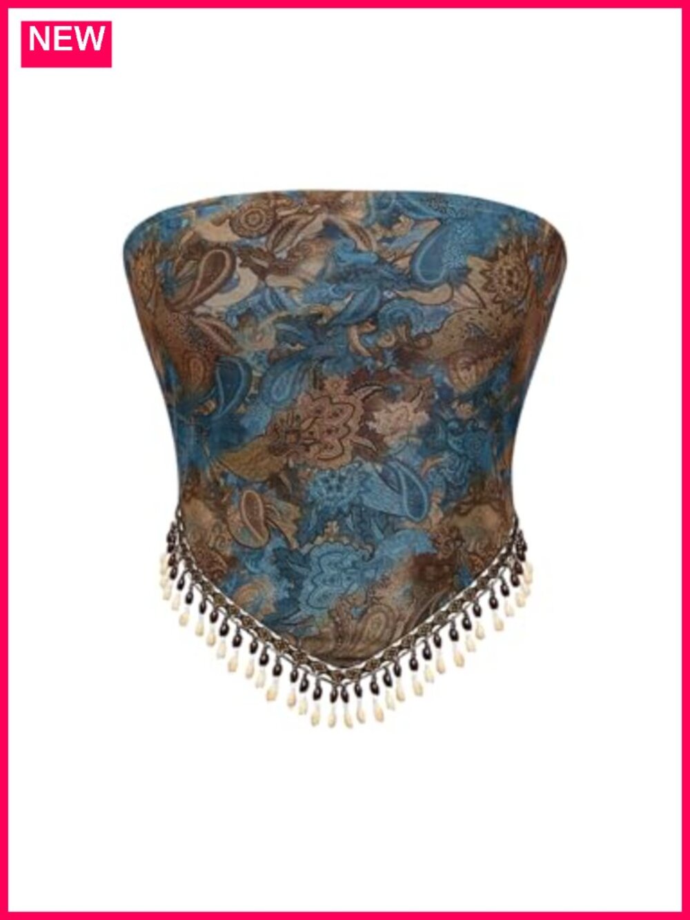 Boho Western Fringe Festival Strapless Crop Tank Top Y2K Womens Sleeveless